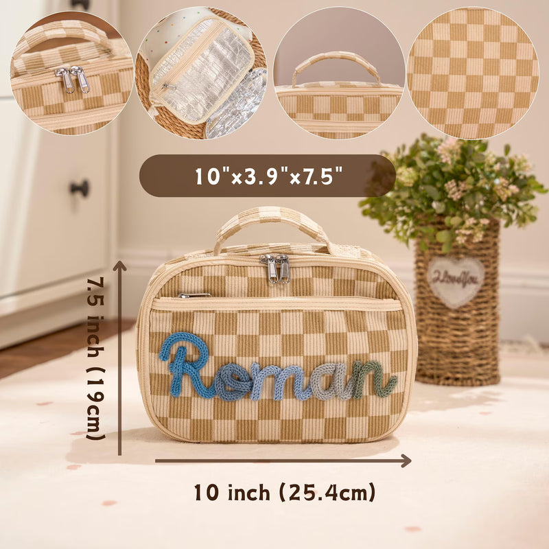 Dinky Lunch Bag in Plaid Beige
